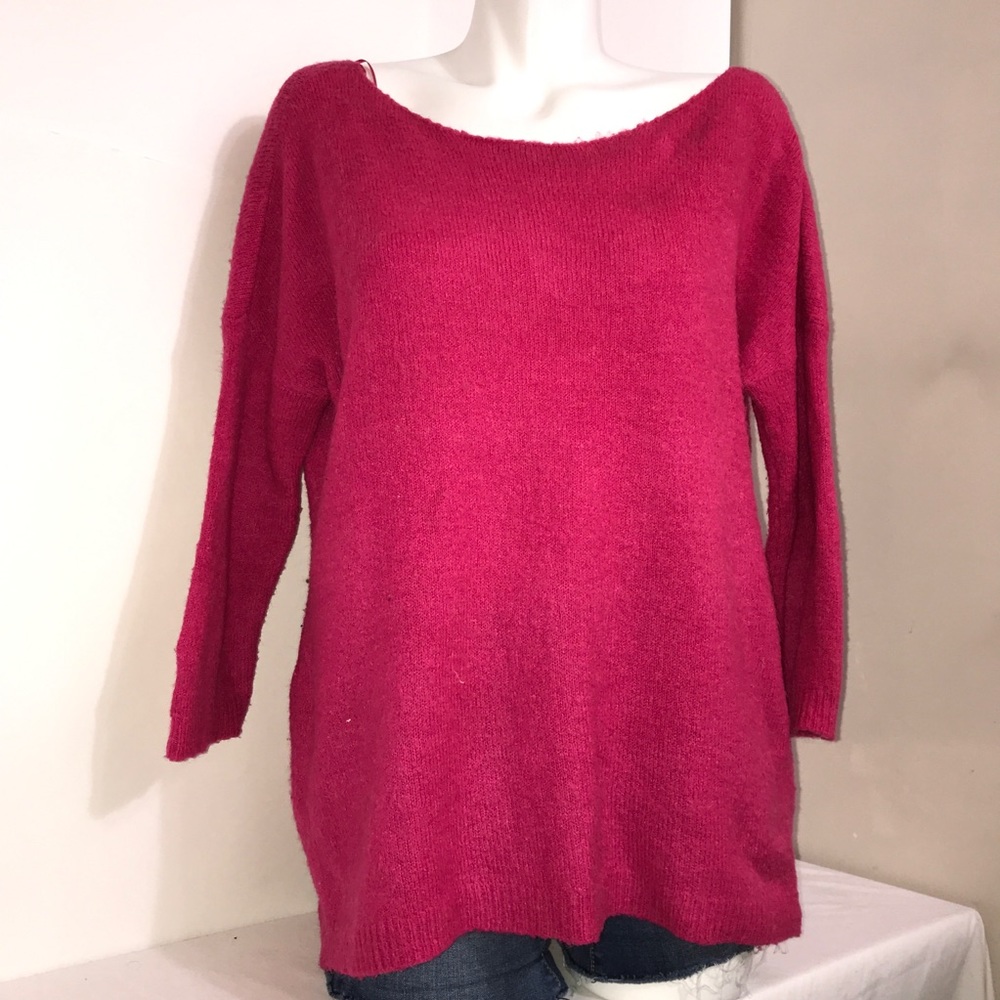 Mohito Hot Pink Scoop Neck Stretch Dolman Sweater